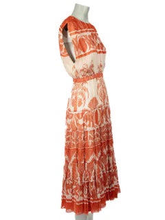Johanna Ortiz Orange Cordillera Pattern Dress Size S
