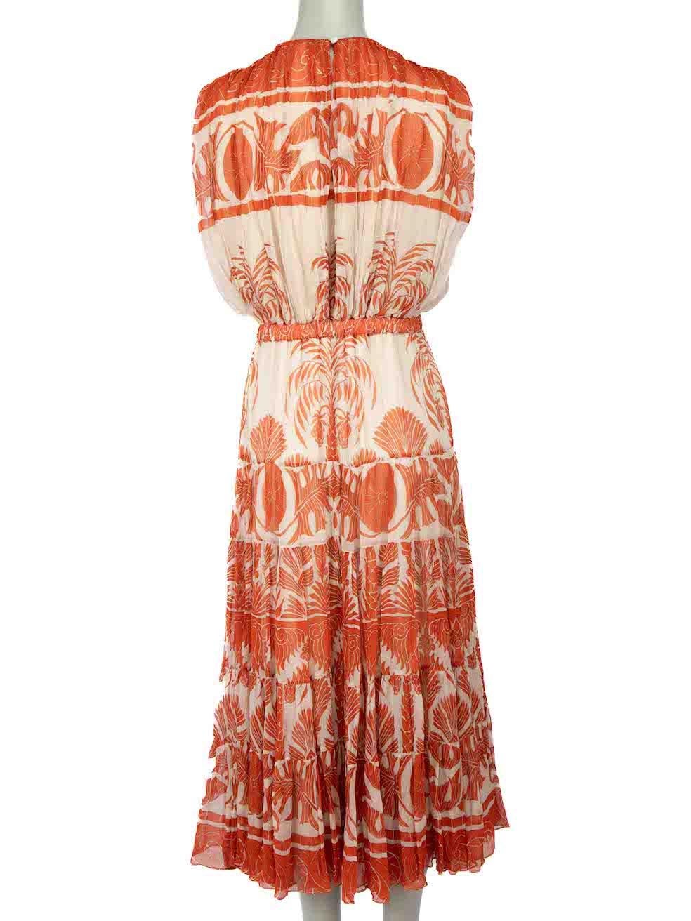 Johanna Ortiz Orange Cordillera Pattern Dress Size S In Excellent Condition For Sale In London, GB