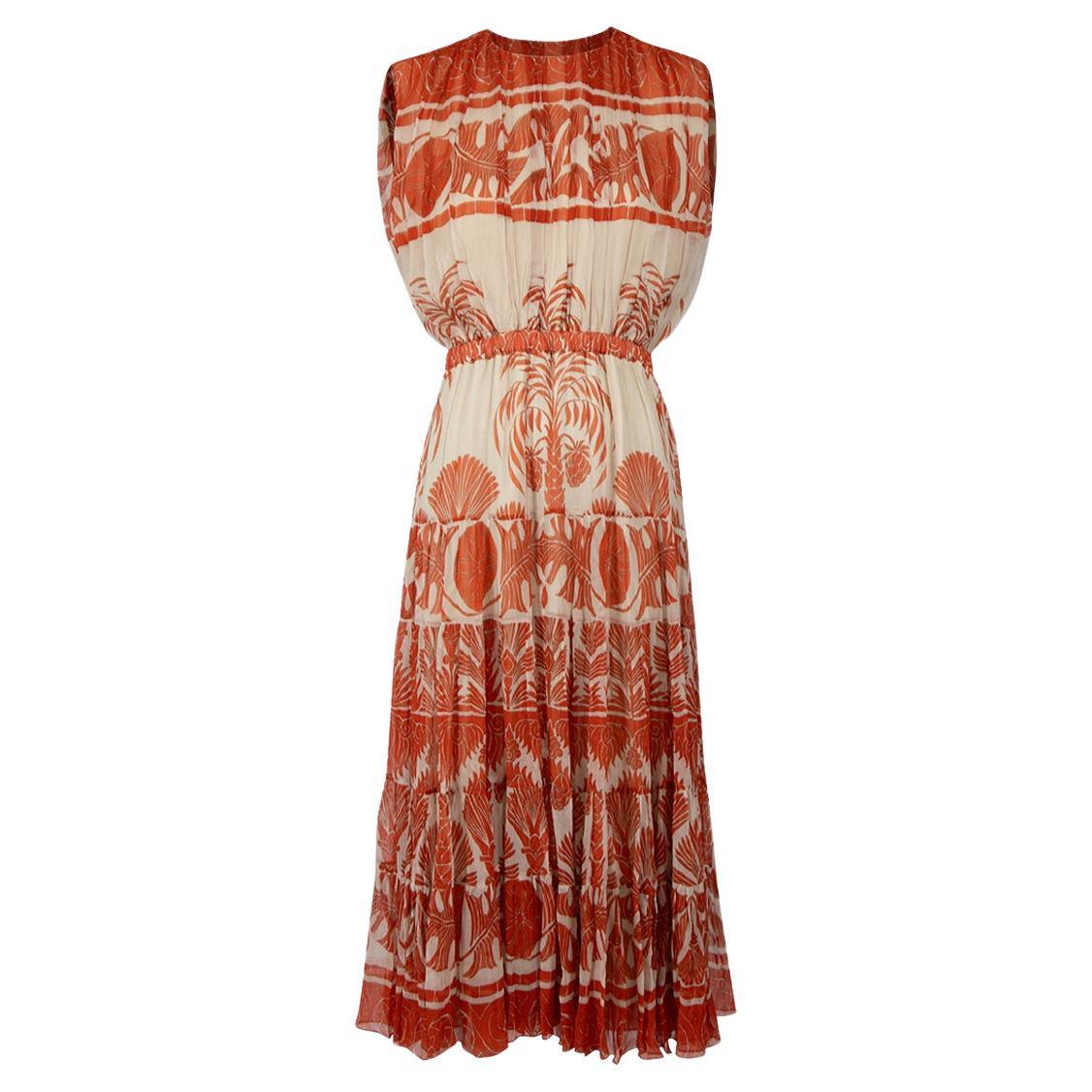 Johanna Ortiz Orange Cordillera Pattern Dress Size S For Sale