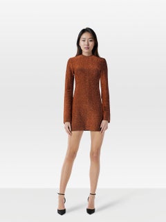 Johanna Ortiz Orange Metallic Long Sleeve Dress Size XS