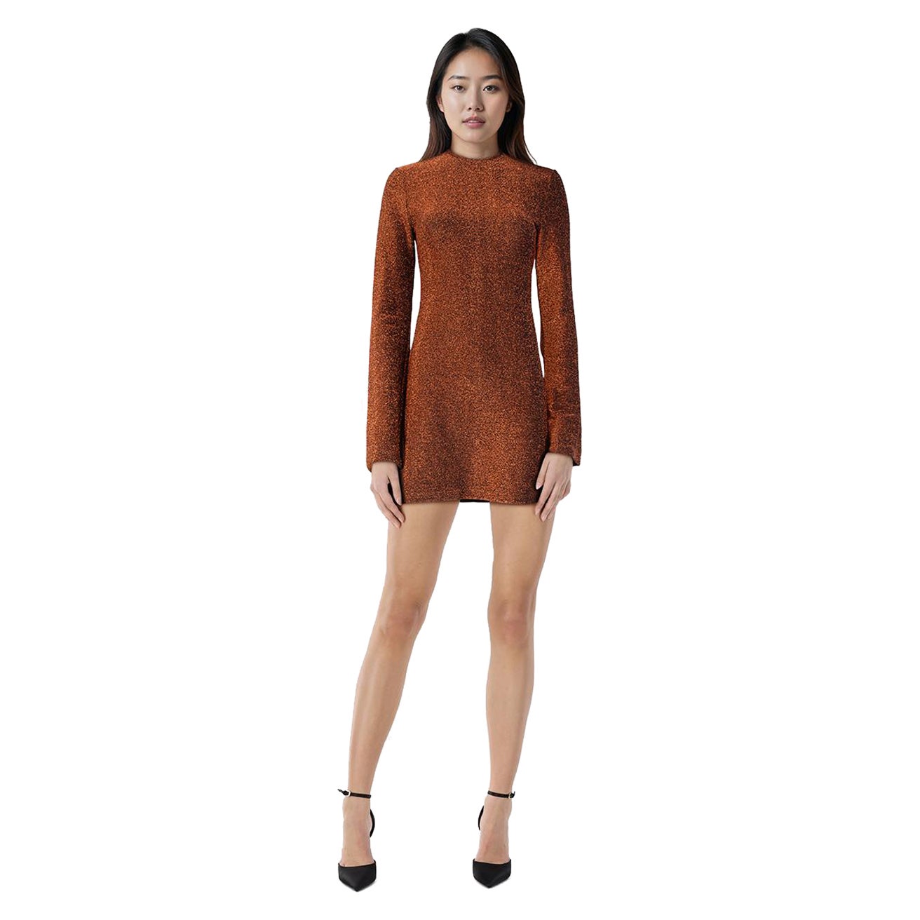 Johanna Ortiz - Robe à manches longues orange métallisé, taille XS en vente