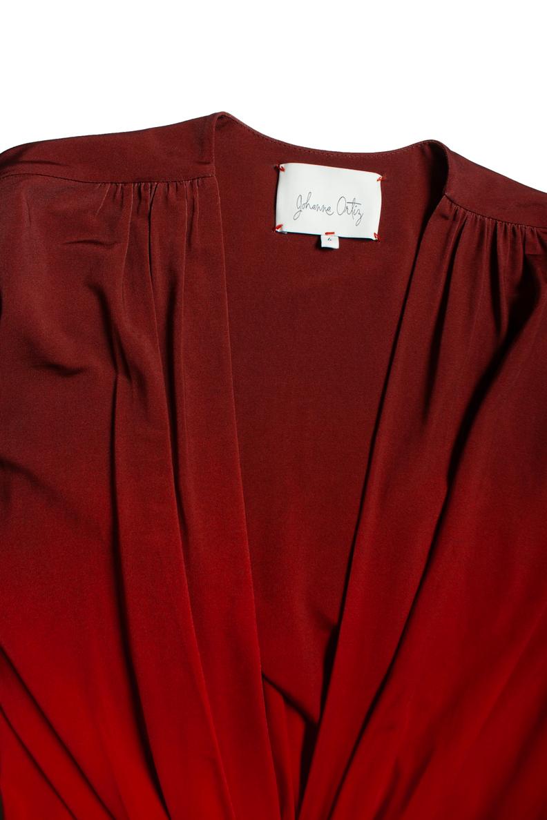 Johanna Ortiz, Vestido midi rojo mito de la selva en venta 4