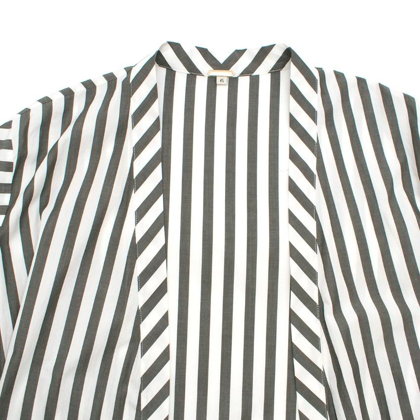 Johanna Ortiz Ruched-Sleeve Striped Stretch Long Jacket US 6 3