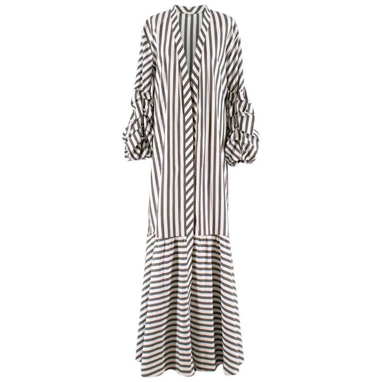 Johanna Ortiz Ruched-Sleeve Striped Stretch Long Jacket US 6 at 1stDibs
