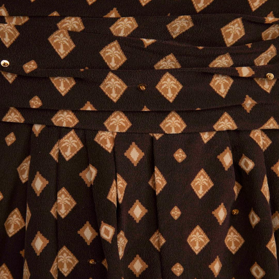 Johanna Ortiz Seide Neckholder Kleid mit Neckholder und Palmenmuster Größe XXS im Zustand „Gut“ in London, GB