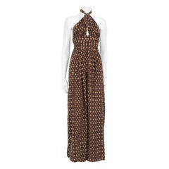 Johanna Ortiz, robe à col bénitier en soie imprimée palmier, taille XXS