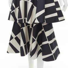 JOHANNA ORTIZ Vanguard beige schwarz Baumwolle gestufter Saum Midirock US0 XS