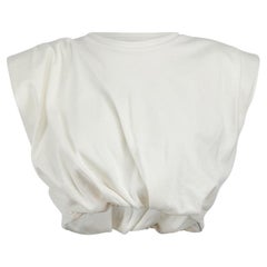 Johanna Ortiz White Pad Shoulder Ruched Crop Top Size XS