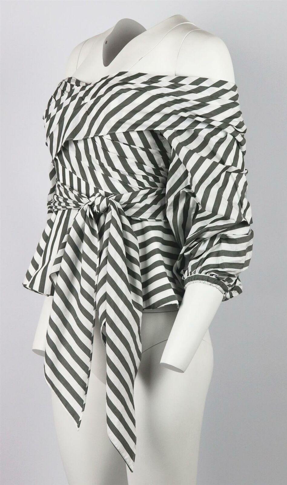 Grigio Top monospalla in misto cotone a righe Johanne Ortiz Santa Rosa