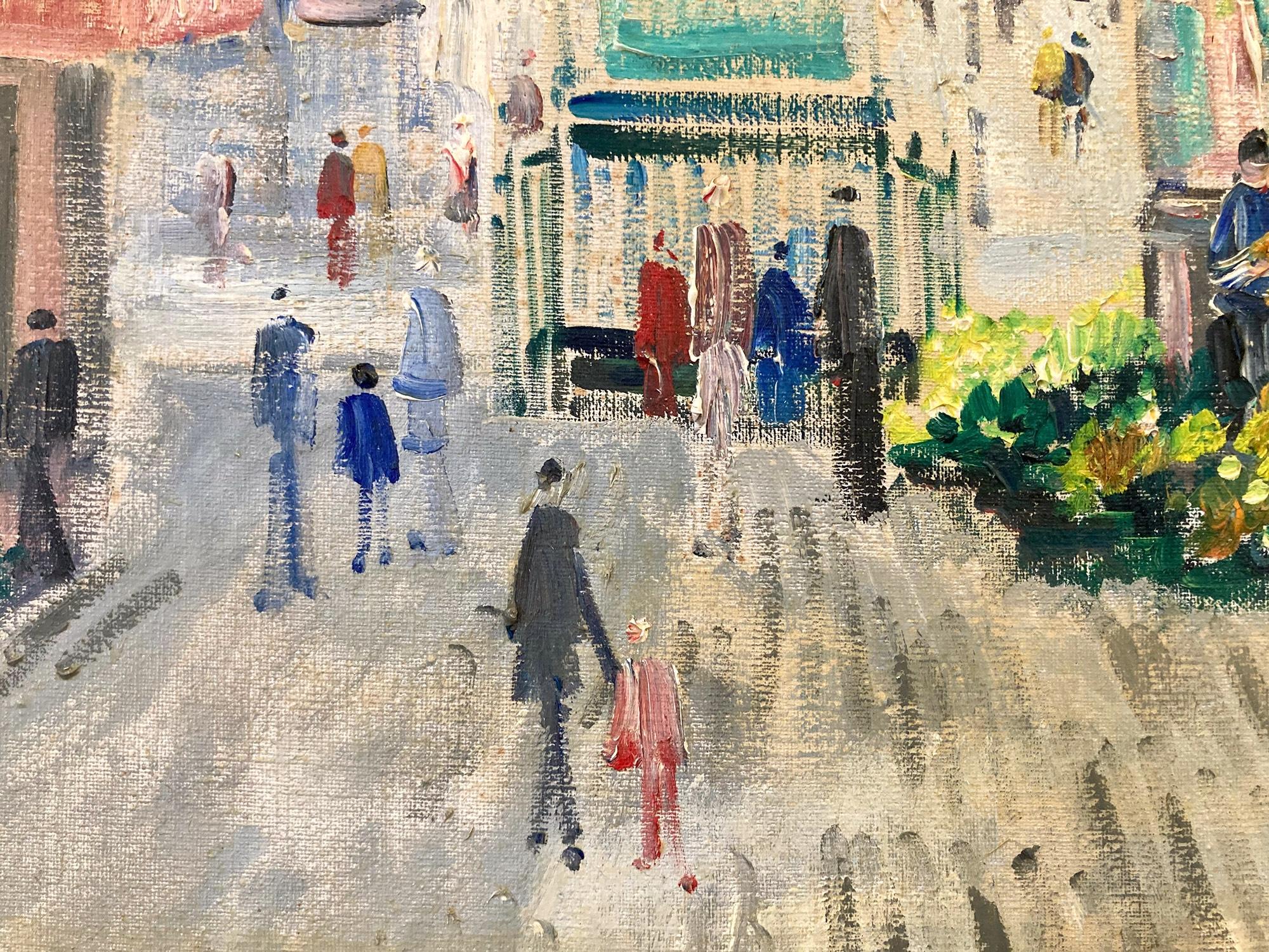 „Porto St. Martin - Paris“ Bunte impressionistische Stadtlandschaftsssszene, Öl auf Leinwand, Öl (Braun), Figurative Painting, von Johanne Schiefer