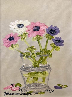 "Sunday Florals" Colorful Impressionist Still Life Scene Oil on Canvas Painting