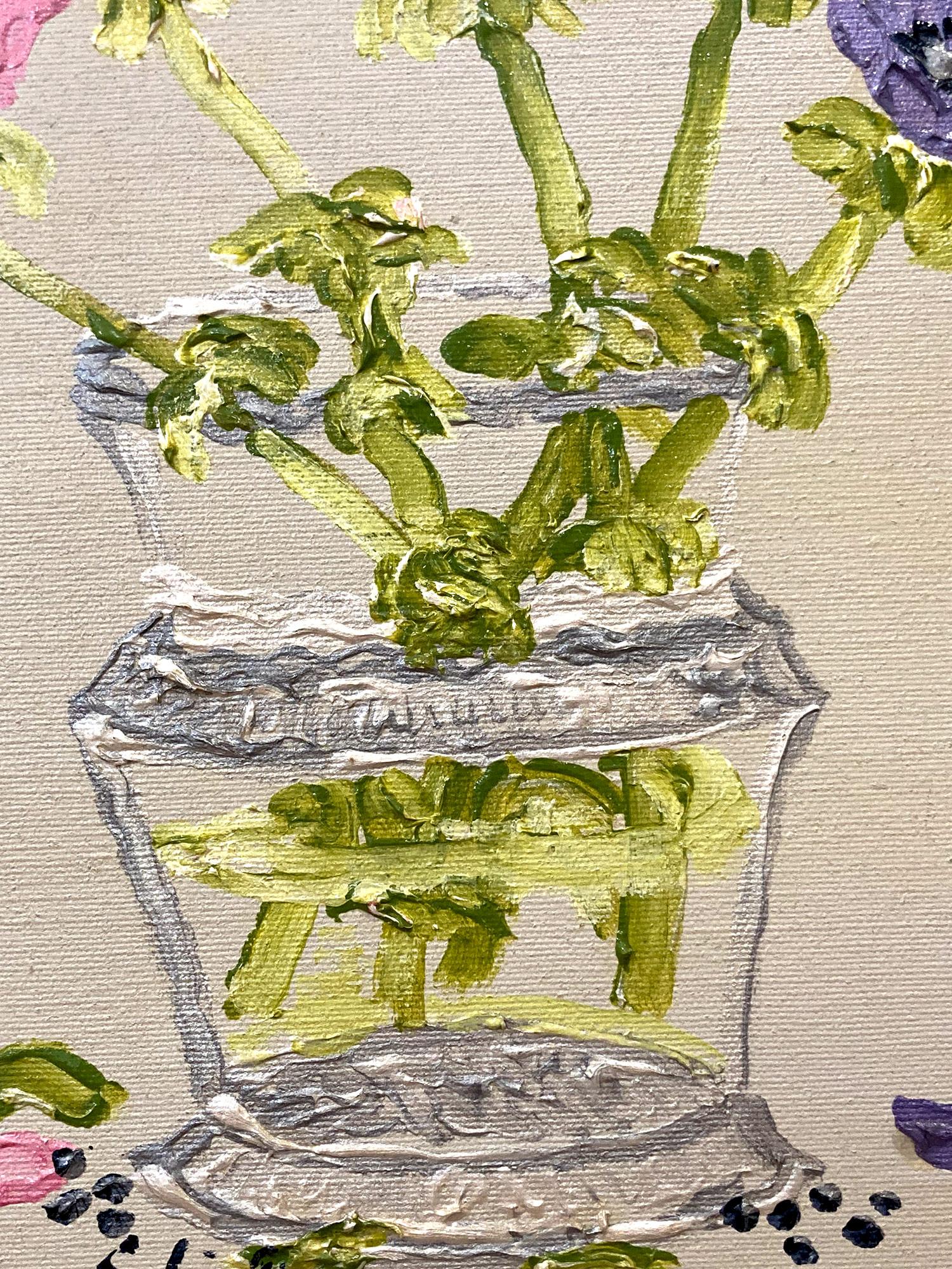 „Sunday Florals“ Buntes impressionistisches Stillleben-Gemälde, Öl auf Leinwand, Öl im Angebot 5