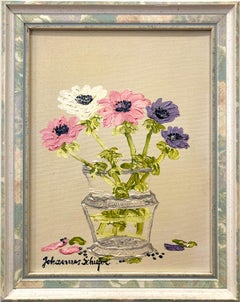 "Sunday Florals" Colorful Impressionist Still Life Scene Oil on Canvas Painting