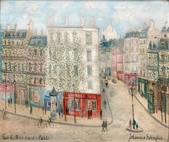 "Sur Le Boulevard Paris" Colorful Impressionist Cityscape Scene Oil on Canvas