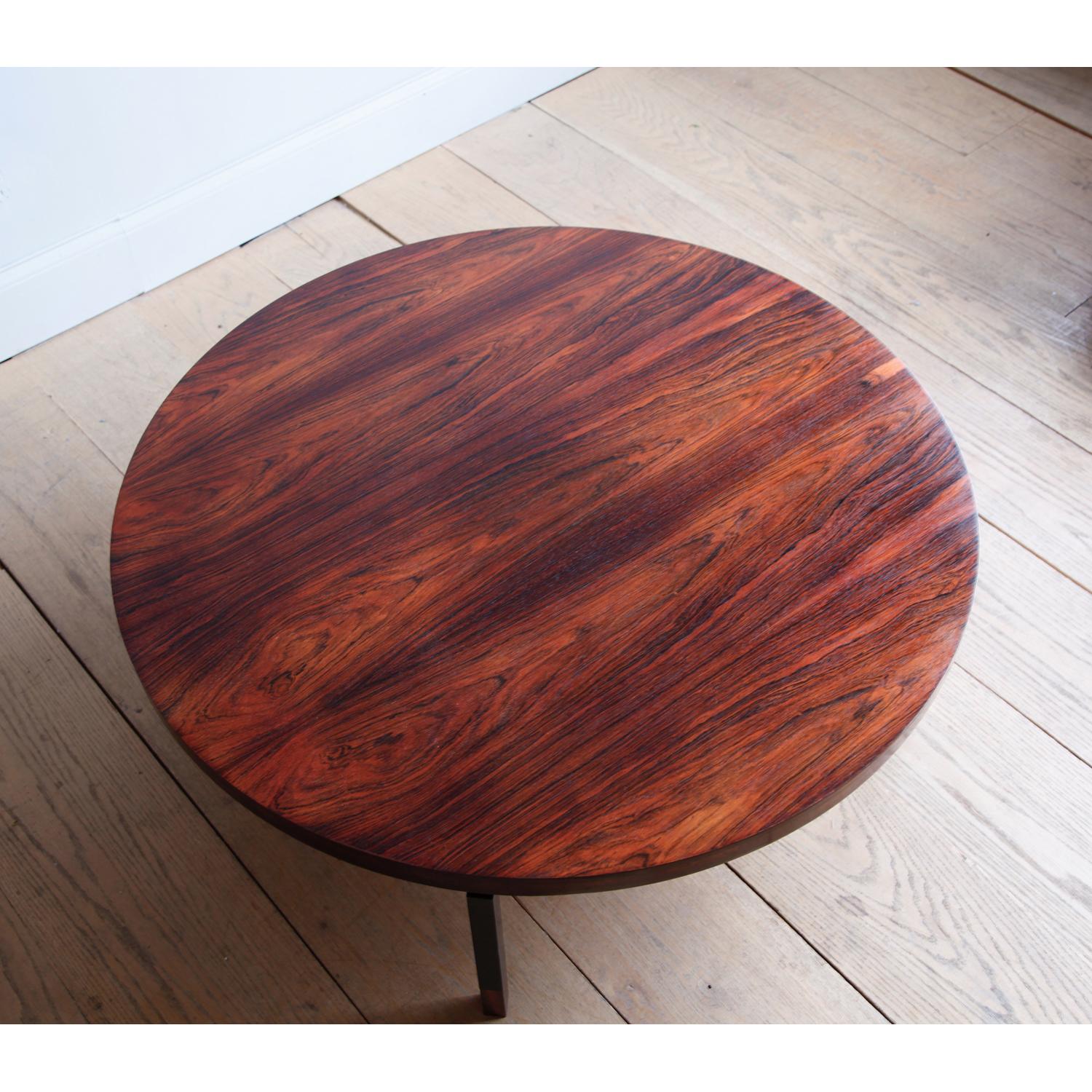 Danish Johannes Aasbjerg Circular Rosewood and Steel Coffee Table for Illums Bolighus