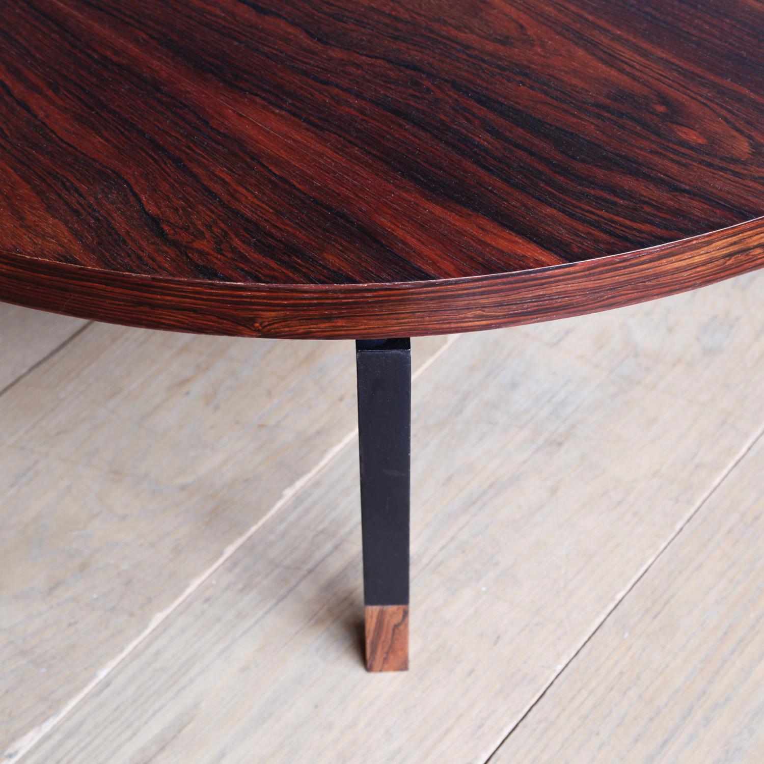 Painted Johannes Aasbjerg Circular Rosewood and Steel Coffee Table for Illums Bolighus