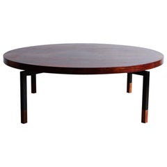 Johannes Aasbjerg Circular Rosewood and Steel Coffee Table for Illums Bolighus