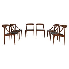 Johannes Andersen 6 Teak Dinning Chairs for Uldum Møbelfabrik, 1960s, Denmark