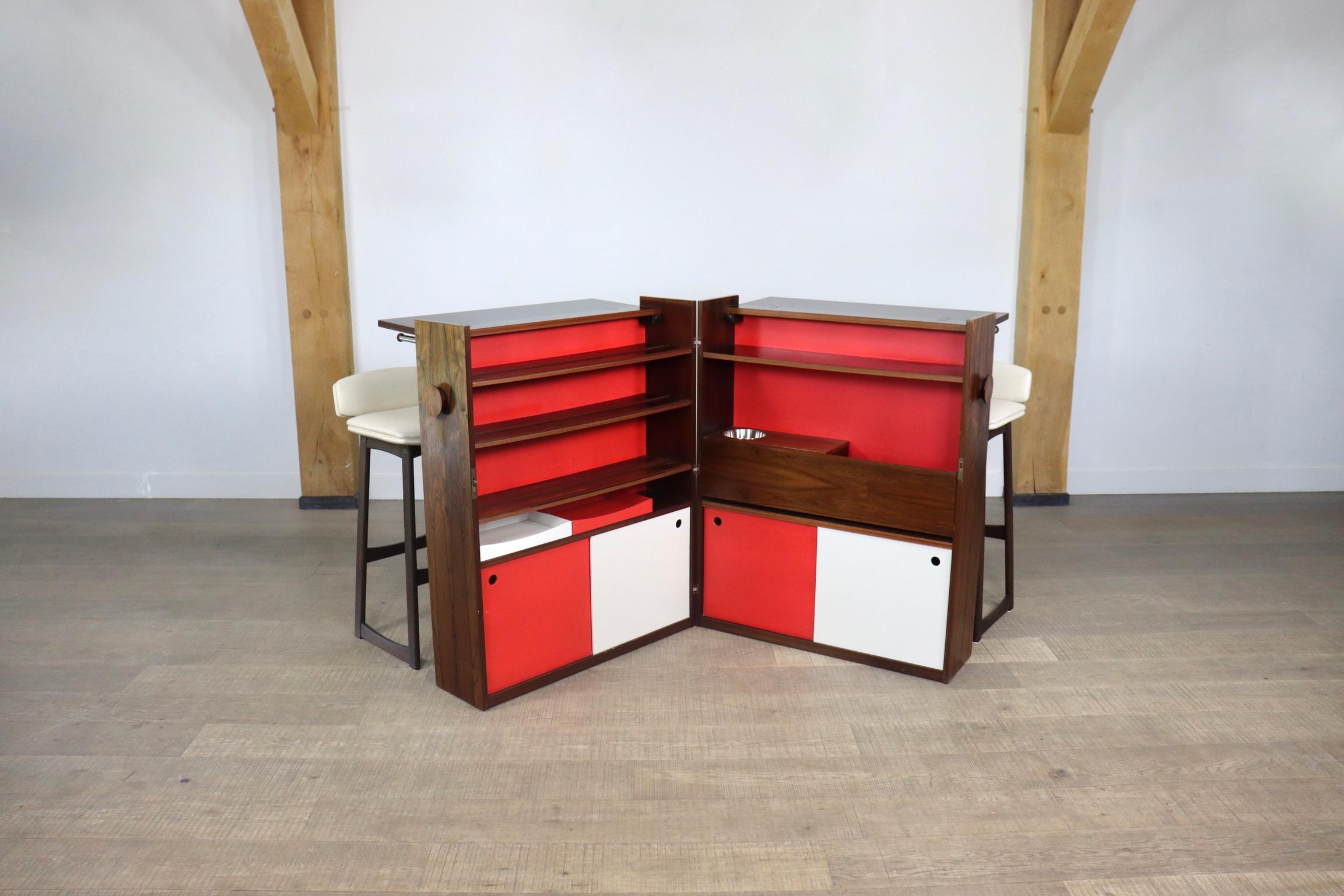 Johannes Andersen and Erik Buch Folding Bar Cabinet Set by Dyrlund 5