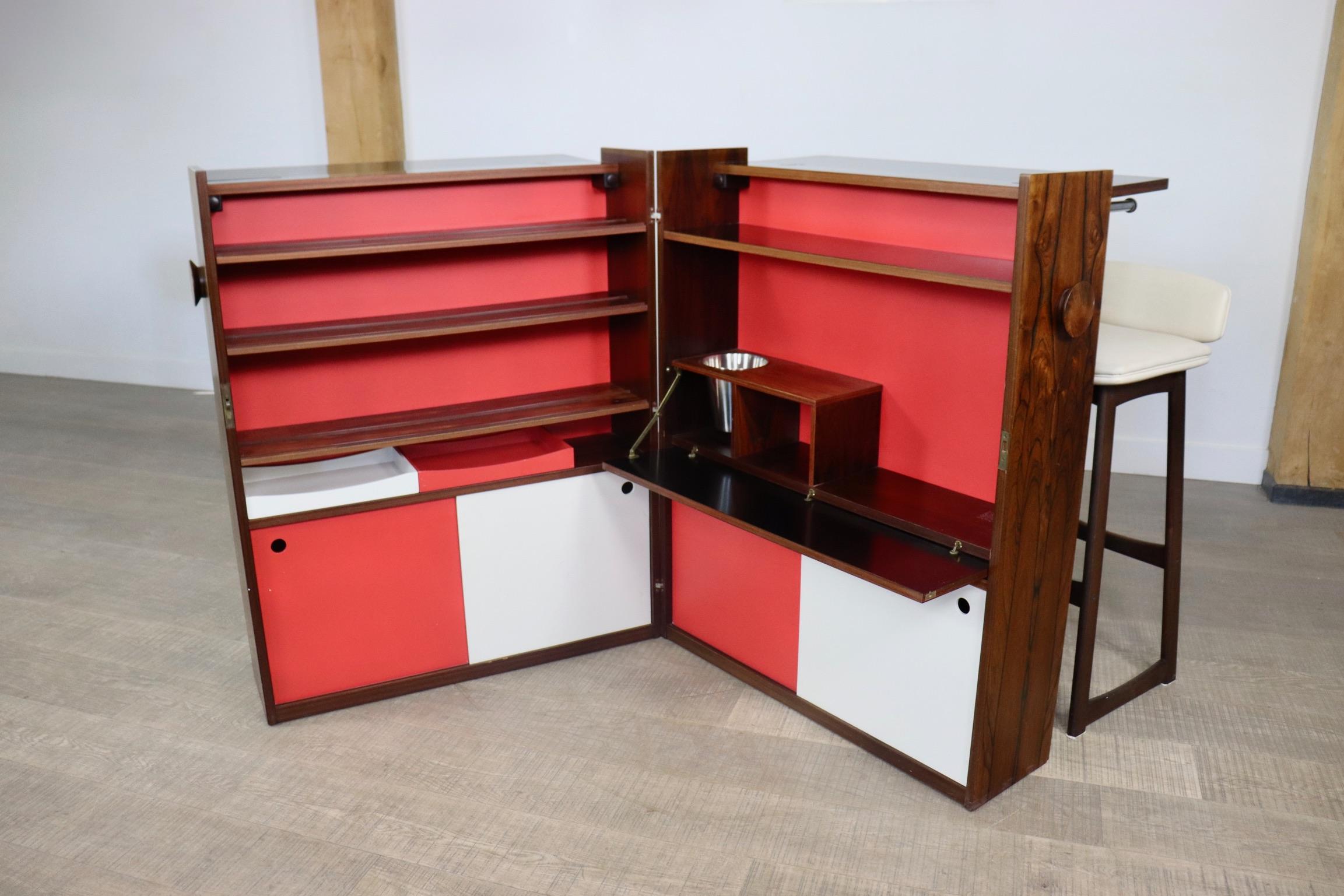Johannes Andersen and Erik Buch Folding Bar Cabinet Set by Dyrlund 7