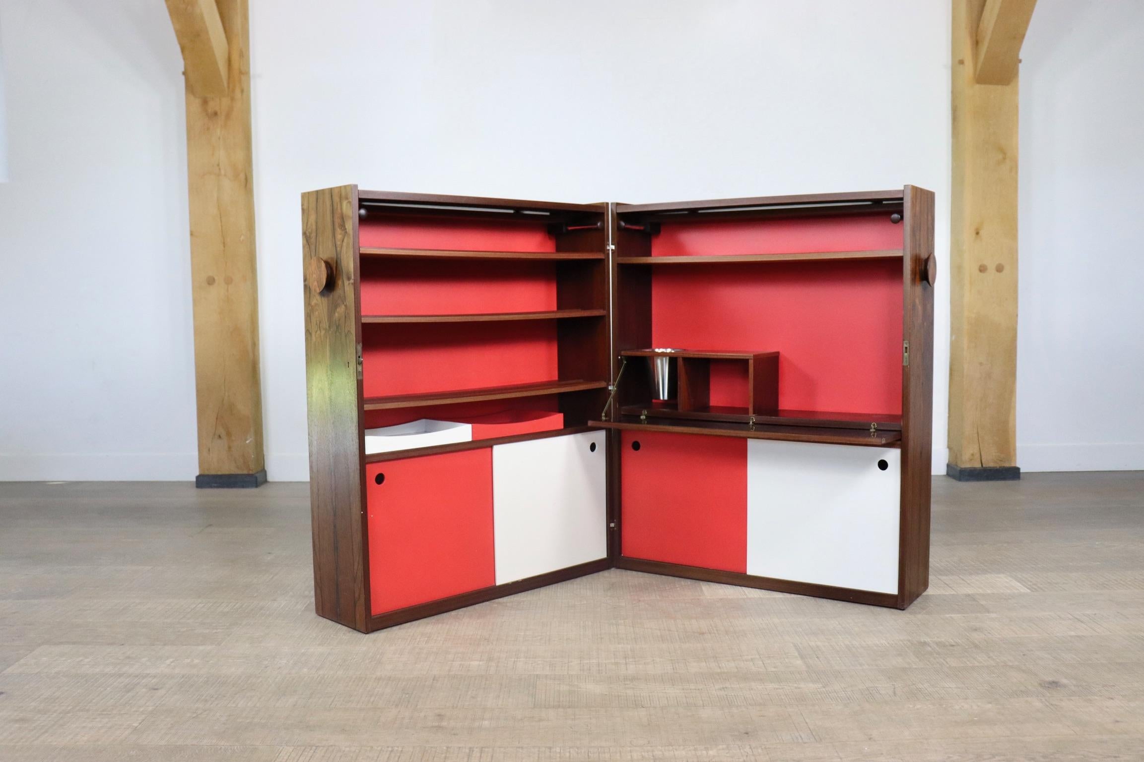 Metal Johannes Andersen and Erik Buch Folding Bar Cabinet Set by Dyrlund