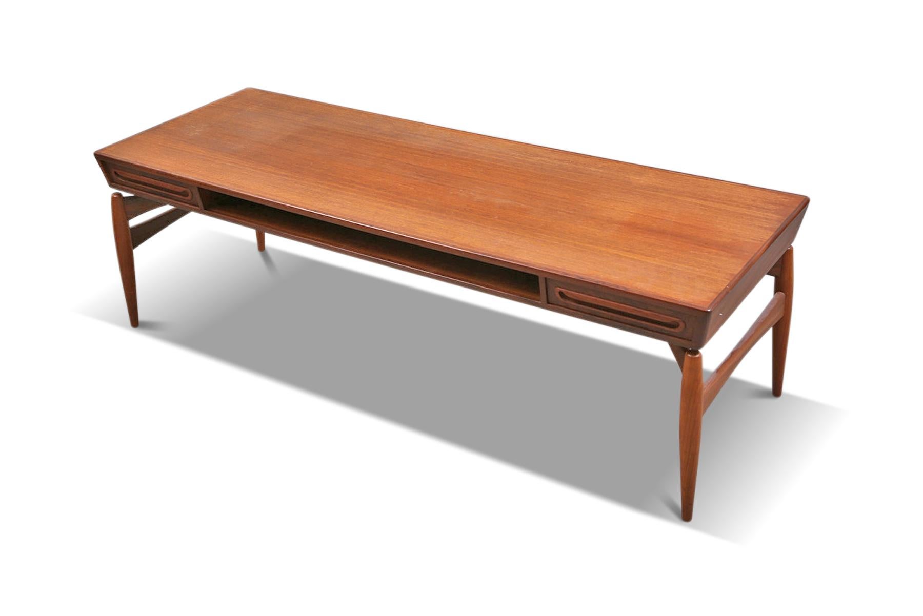 20th Century Johannes Andersen Atomic Teak Coffee Table with Drawers For Sale