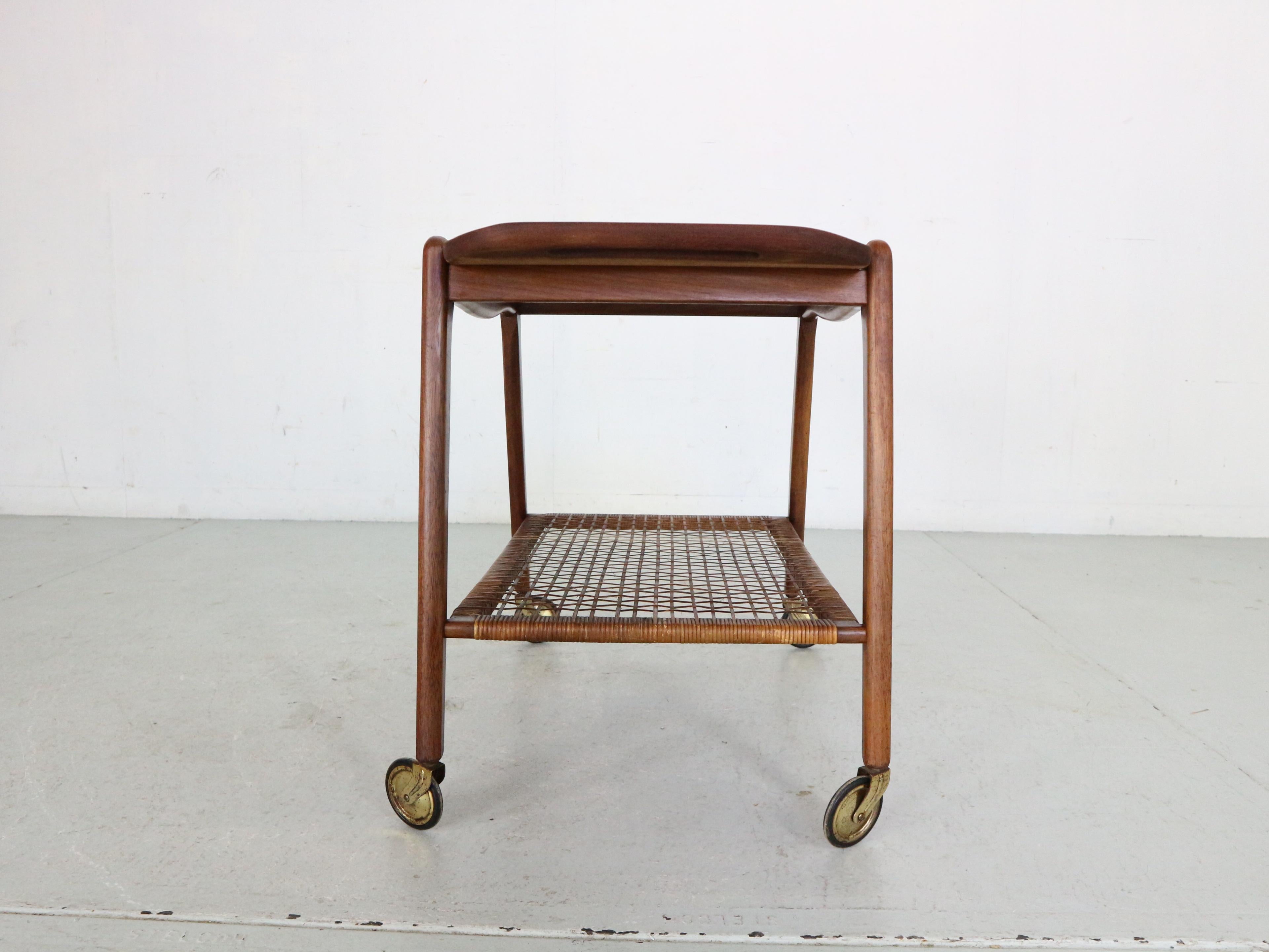 Johannes Andersen Bar Cart/ Serving Trolley in Teak, 1960 Denmark For Sale 3