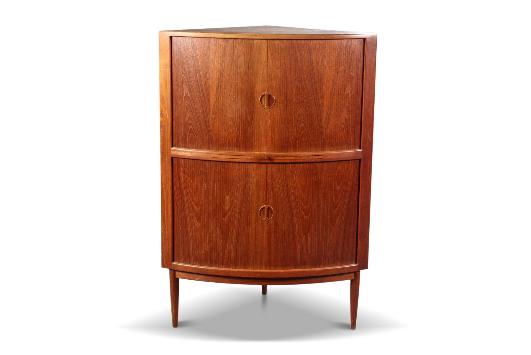 Danish Johannes Andersen Bow Front Corner Cabinet in Teak