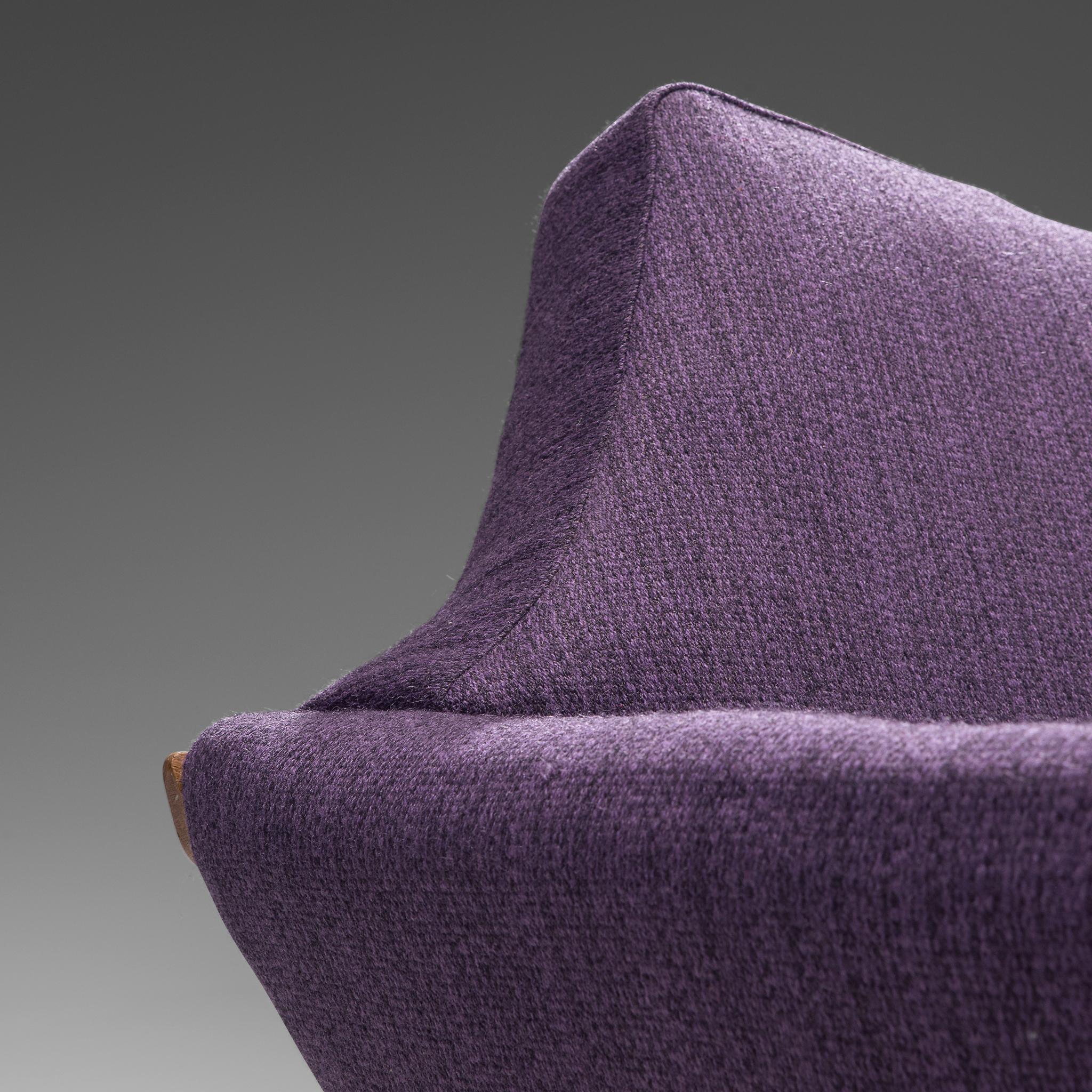 Fabric Johannes Andersen Curved Sofa in Royal Purple Upholstery