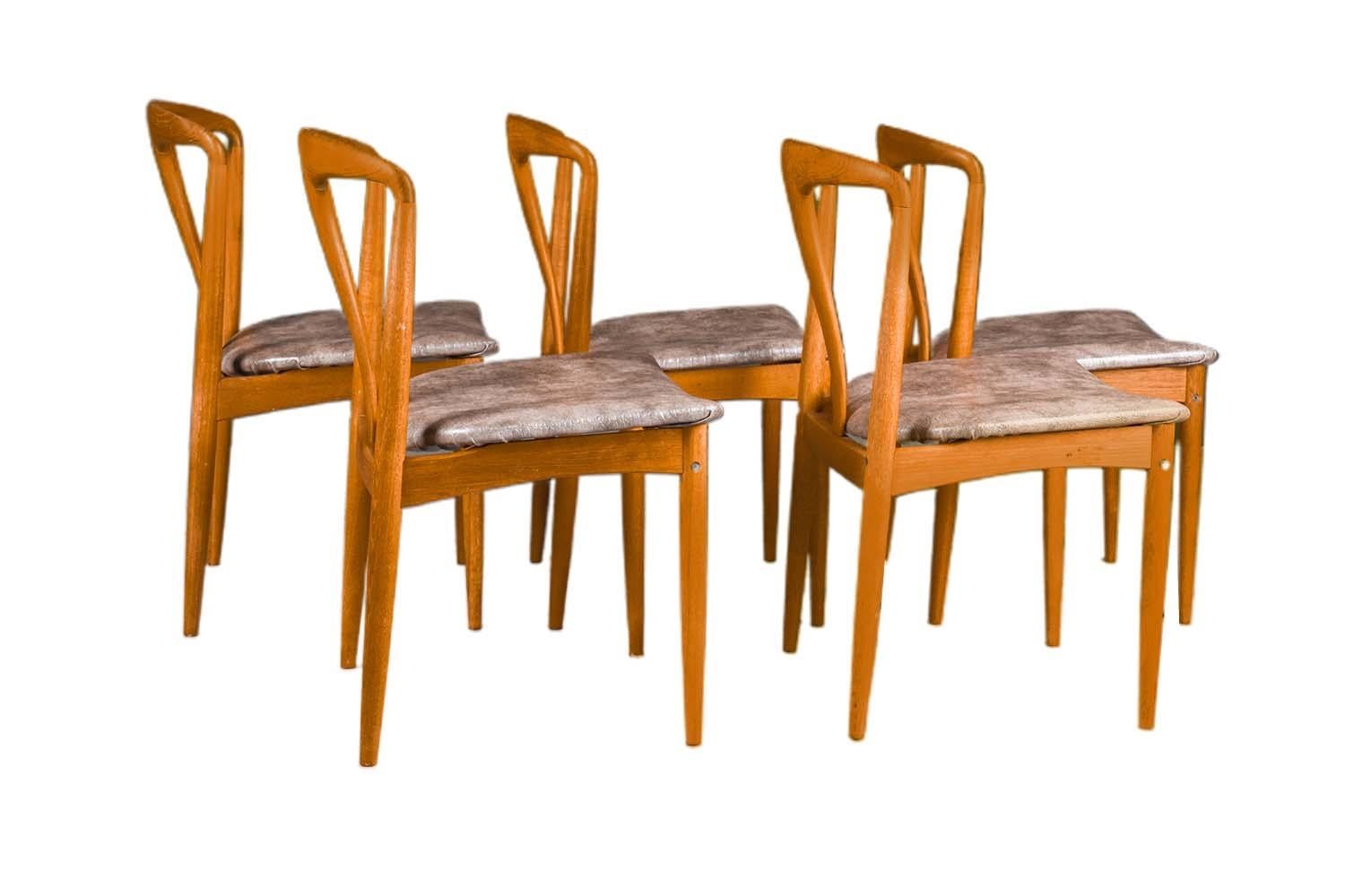 Upholstery Johannes Andersen Danish Teak Mid-Century Juliane Dining Chairs For Sale