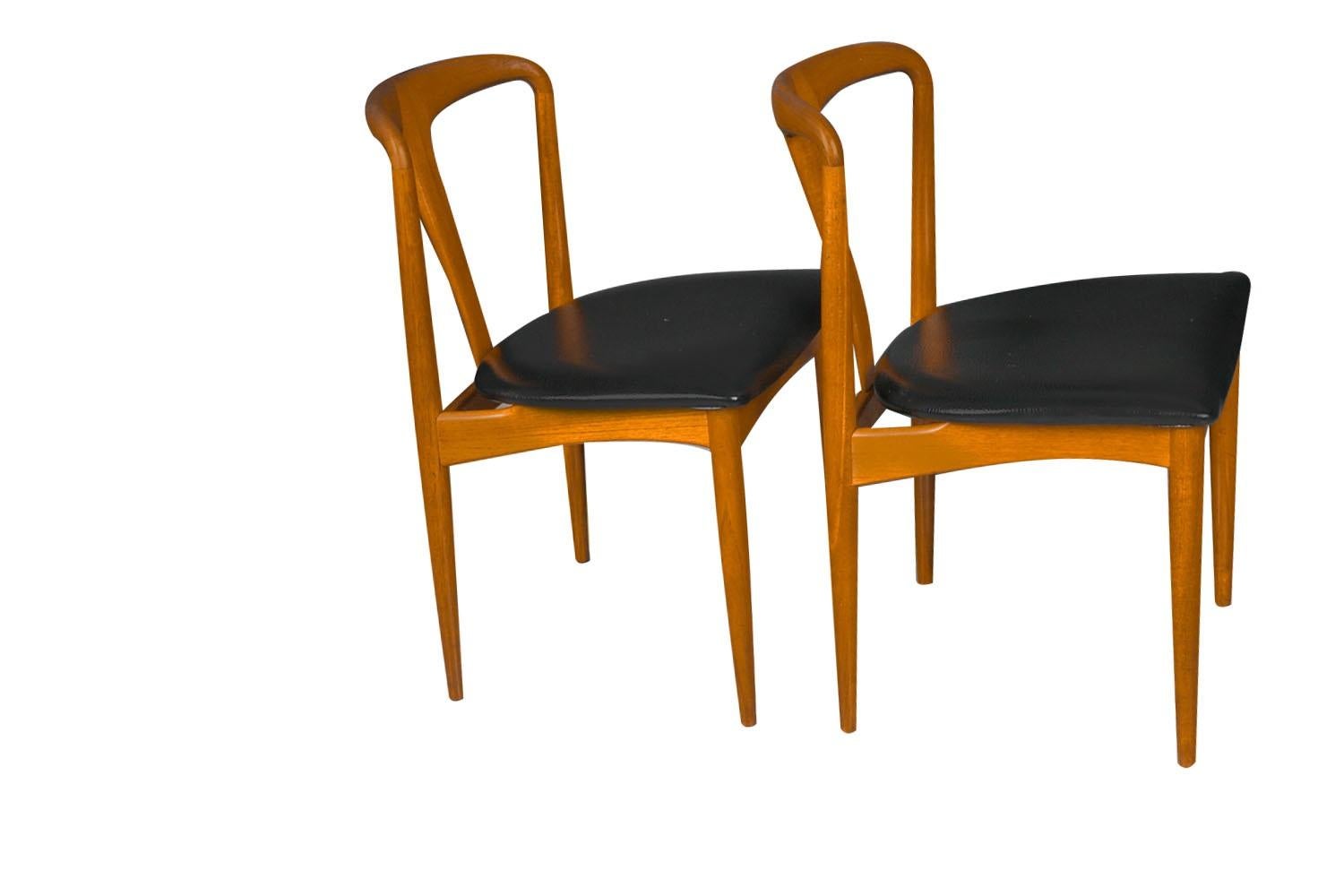 Mid-20th Century Johannes Andersen Danish Teak Midcentury Juliane Dining Chairs Pair  For Sale
