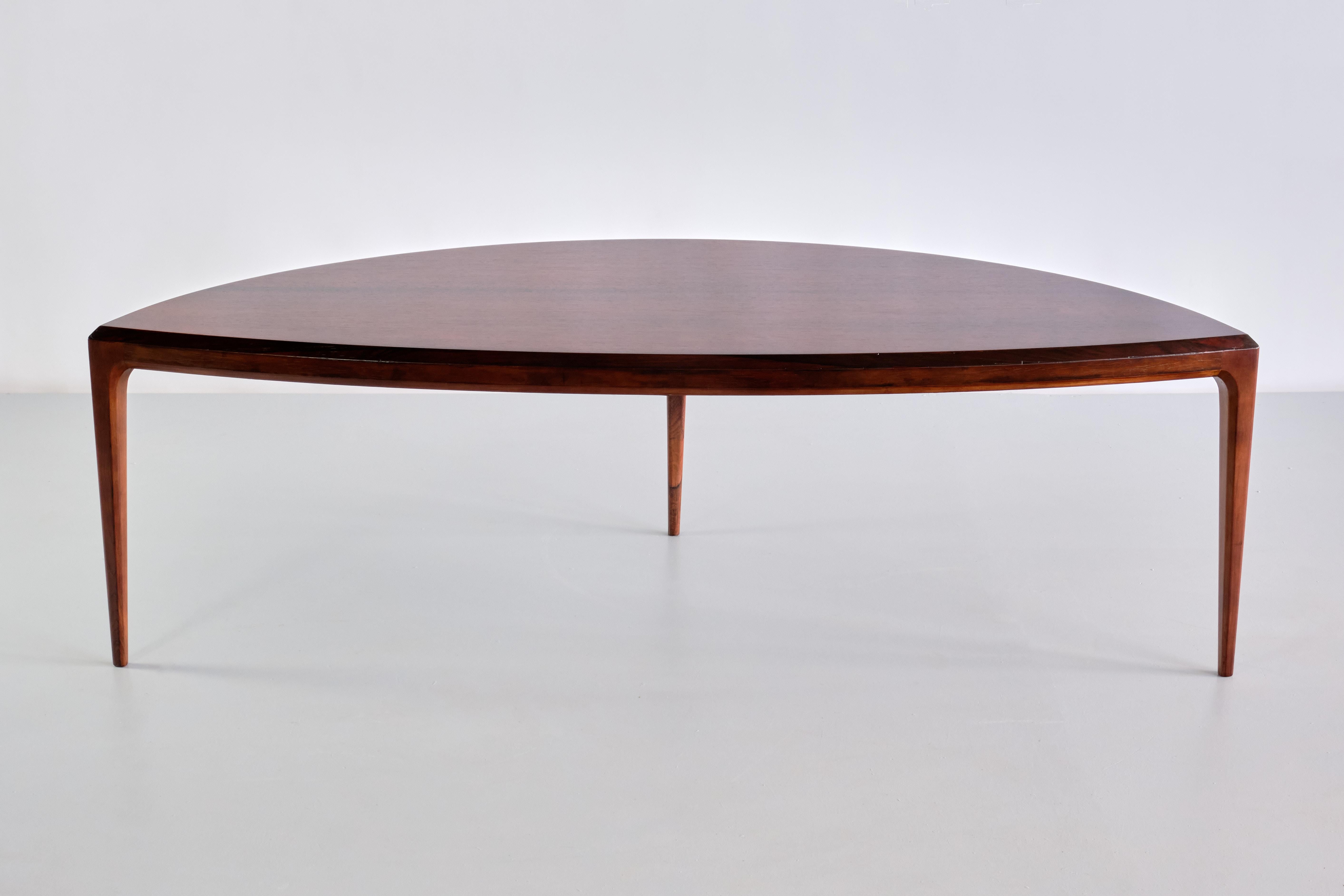 Johannes Andersen Demilune Coffee Table in Rosewood, CFC Silkeborg, 1960s For Sale 4