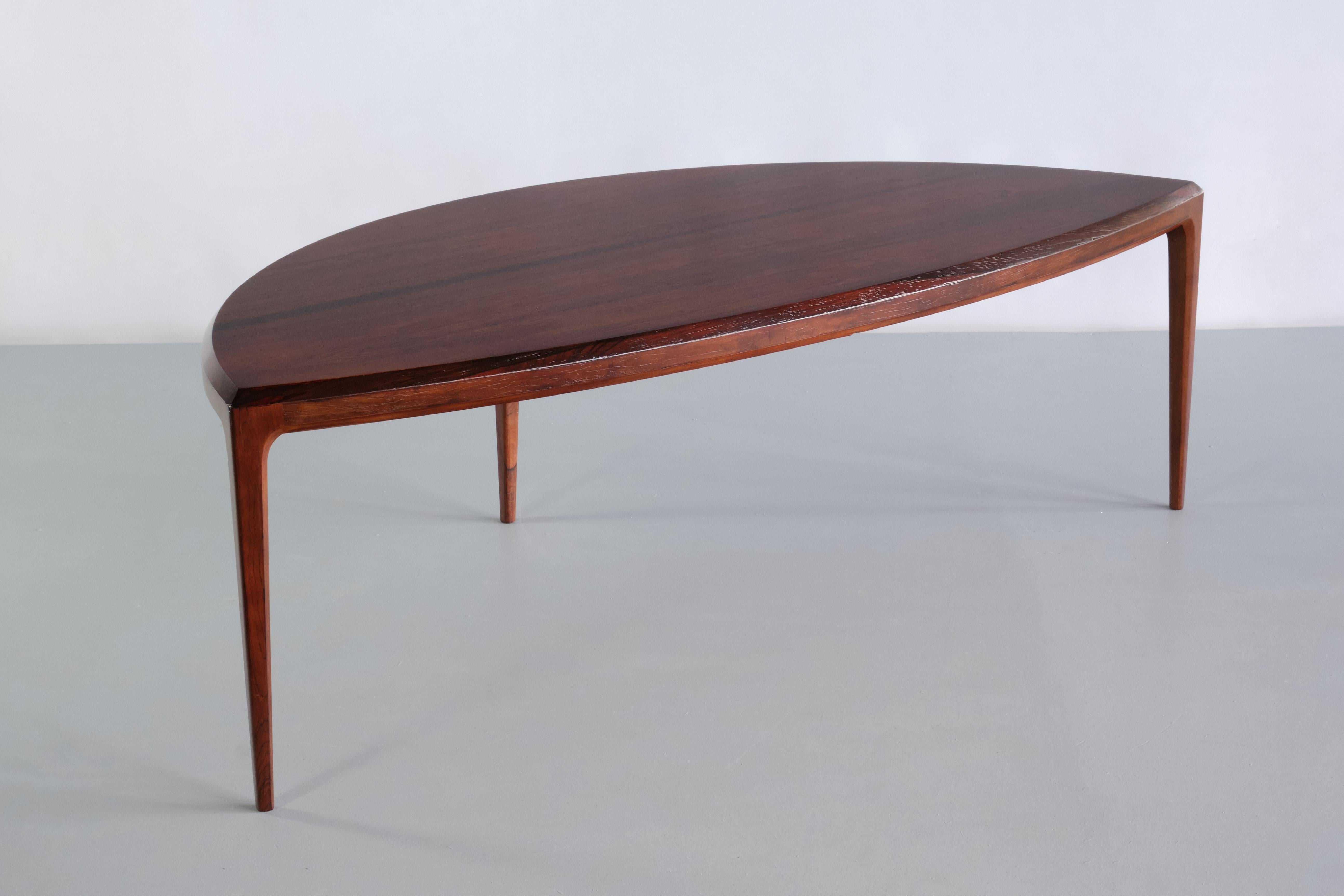 Johannes Andersen Demilune Coffee Table in Rosewood, CFC Silkeborg, 1960s For Sale 5