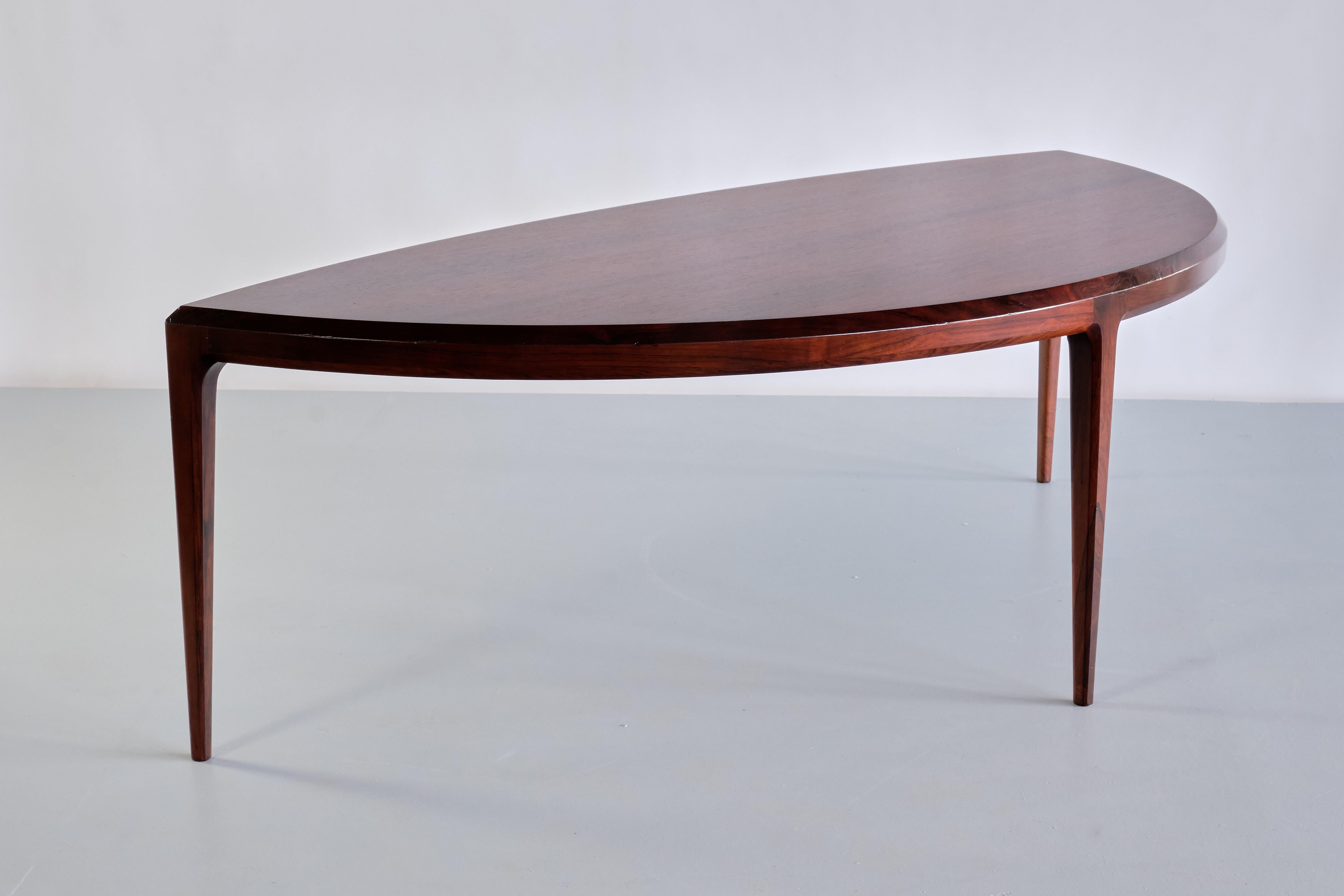 Mid-20th Century Johannes Andersen Demilune Coffee Table in Rosewood, CFC Silkeborg, 1960s For Sale