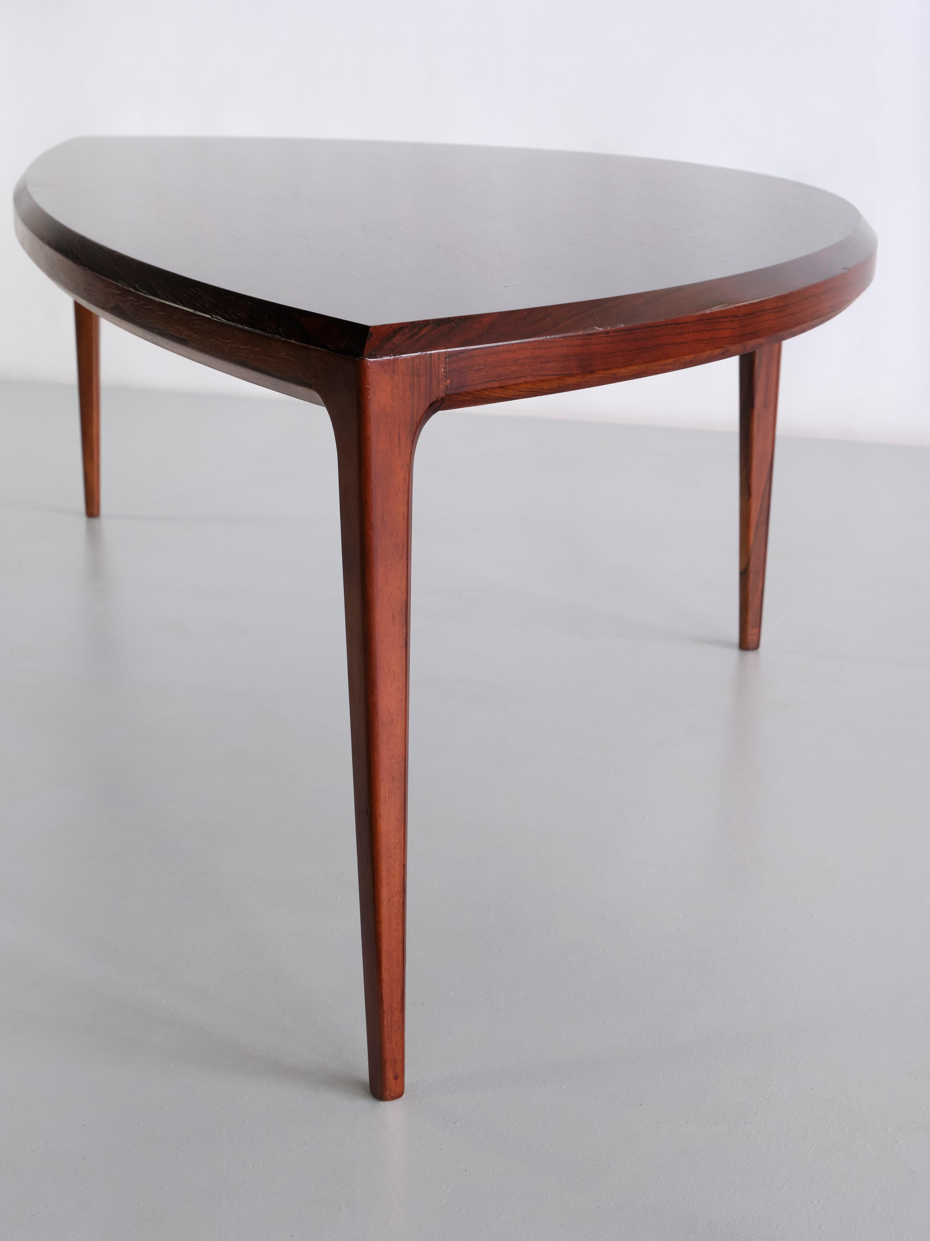 Johannes Andersen Demilune Coffee Table in Rosewood, CFC Silkeborg, 1960s For Sale 1