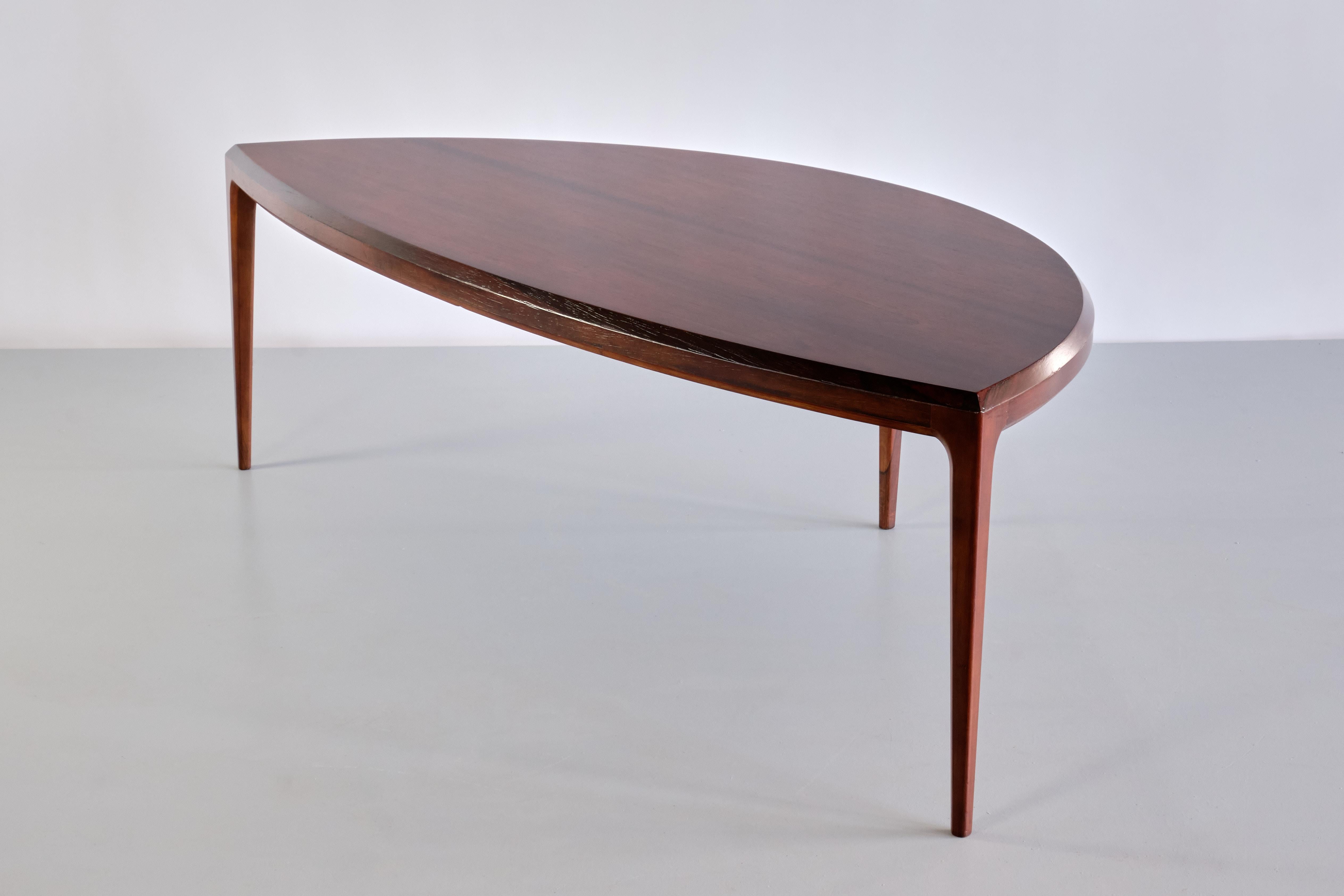 Johannes Andersen Demilune Coffee Table in Rosewood, CFC Silkeborg, 1960s For Sale 2