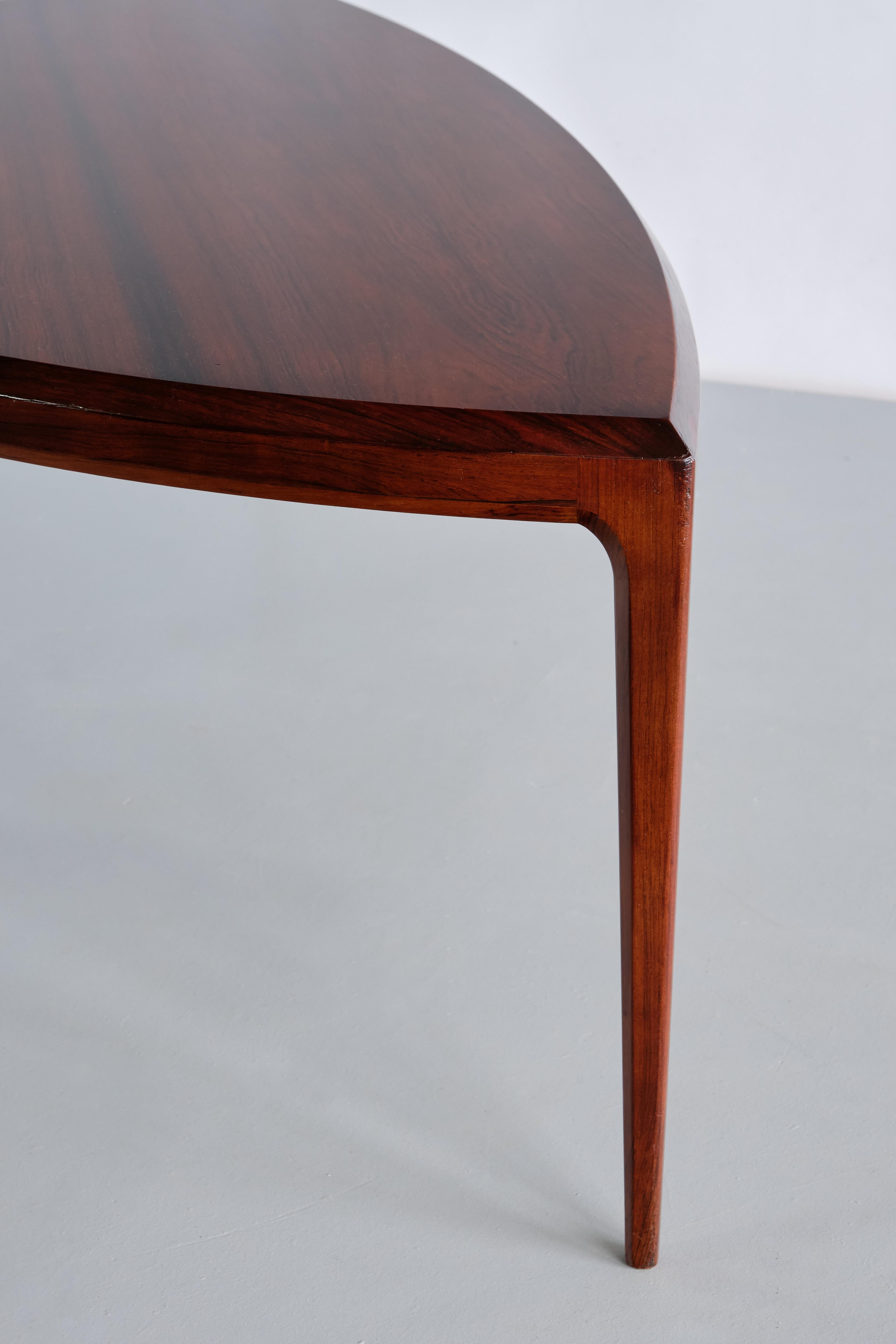 Johannes Andersen Demilune Coffee Table in Rosewood, CFC Silkeborg, 1960s For Sale 3