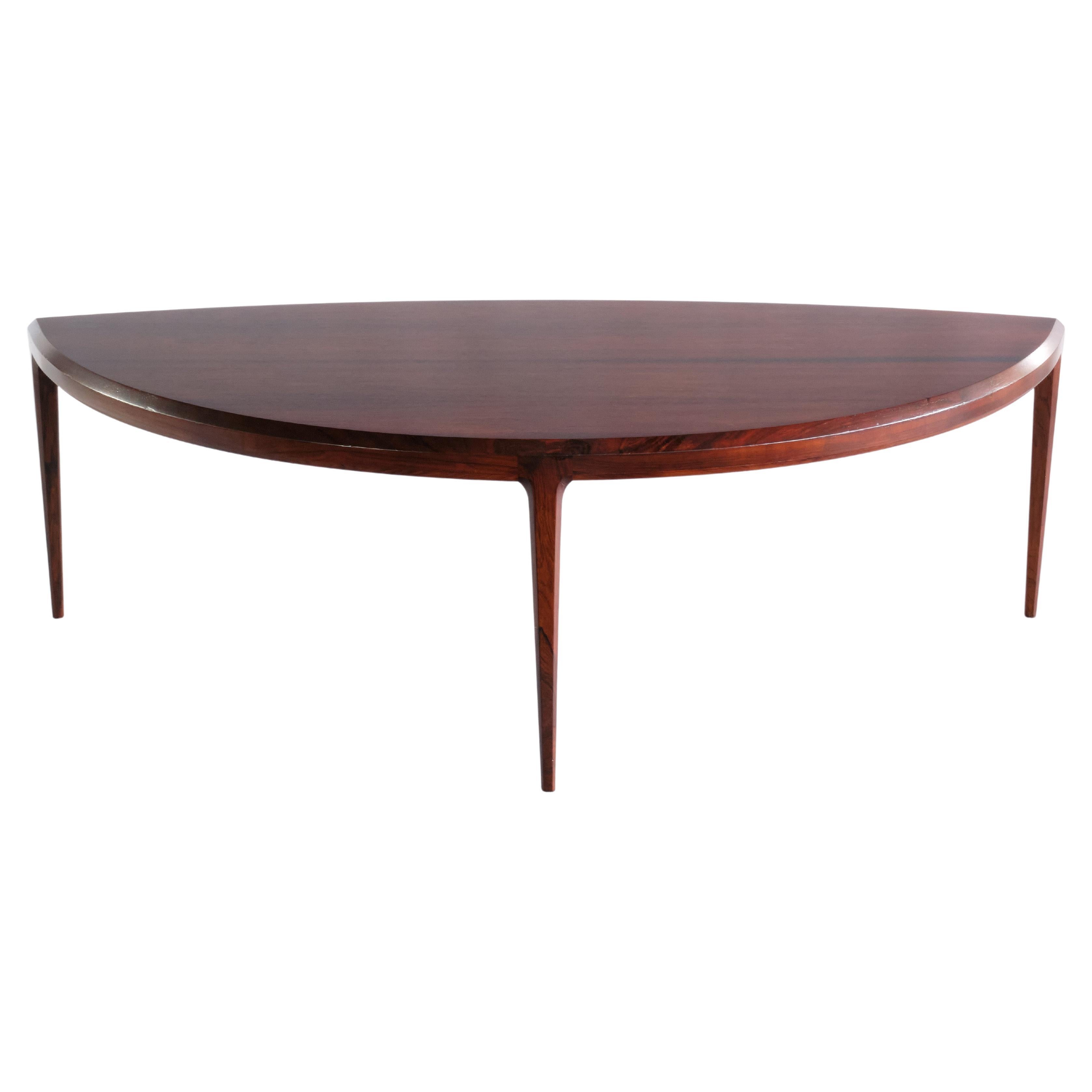 Johannes Andersen Demilune Coffee Table in Rosewood, CFC Silkeborg, 1960s For Sale