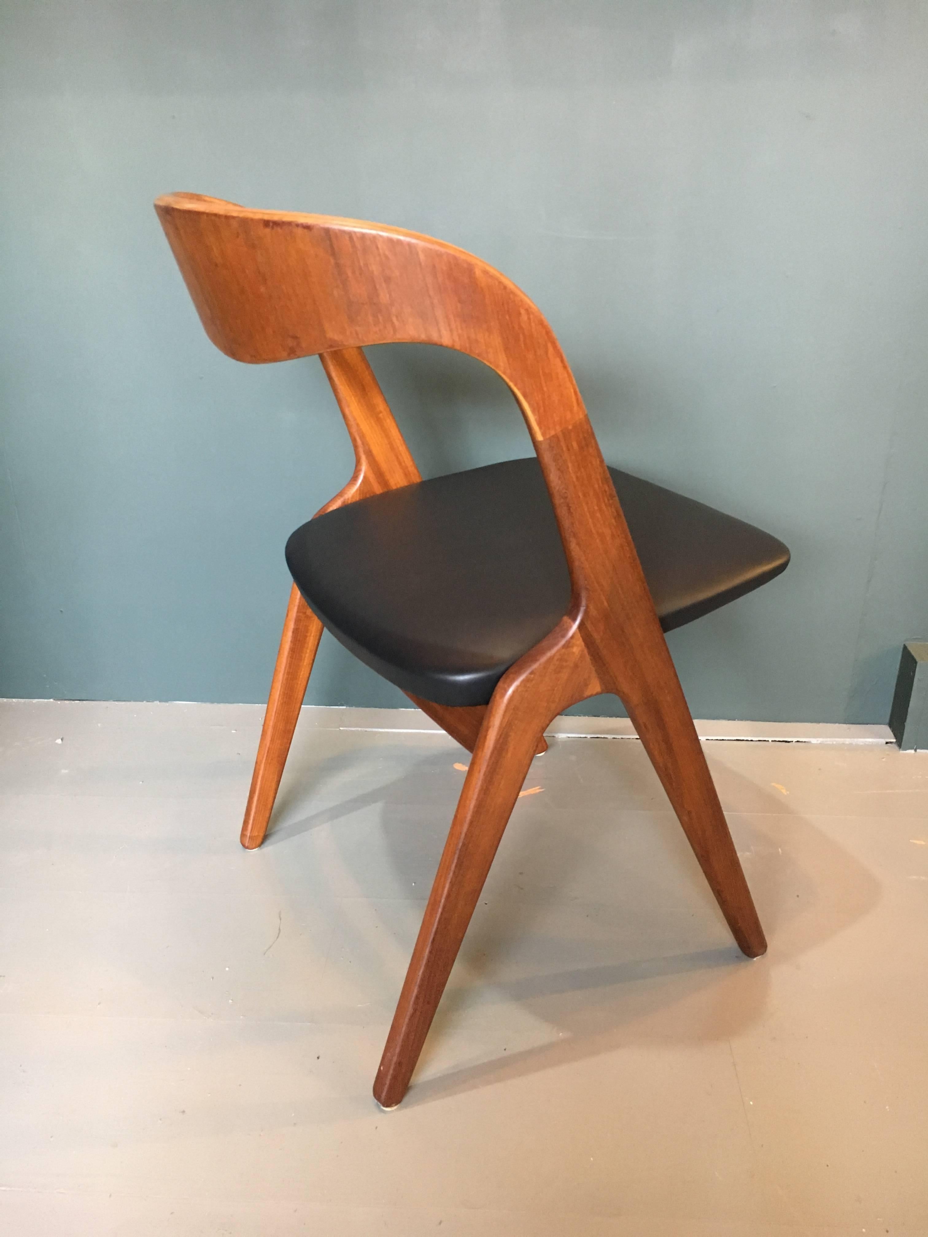 Leather Johannes Andersen Dining Chairs, Set of Ten, Reupholstered