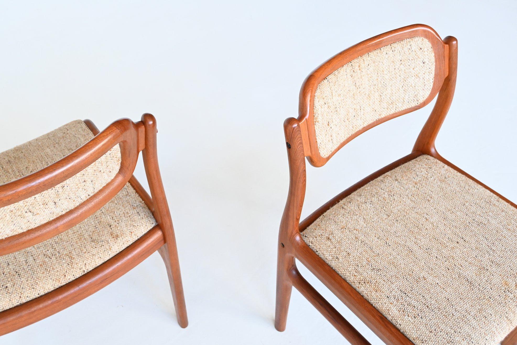 Fabric Johannes Andersen Dining Chairs Teak Uldum Mobelfabrik, Denmark, 1960