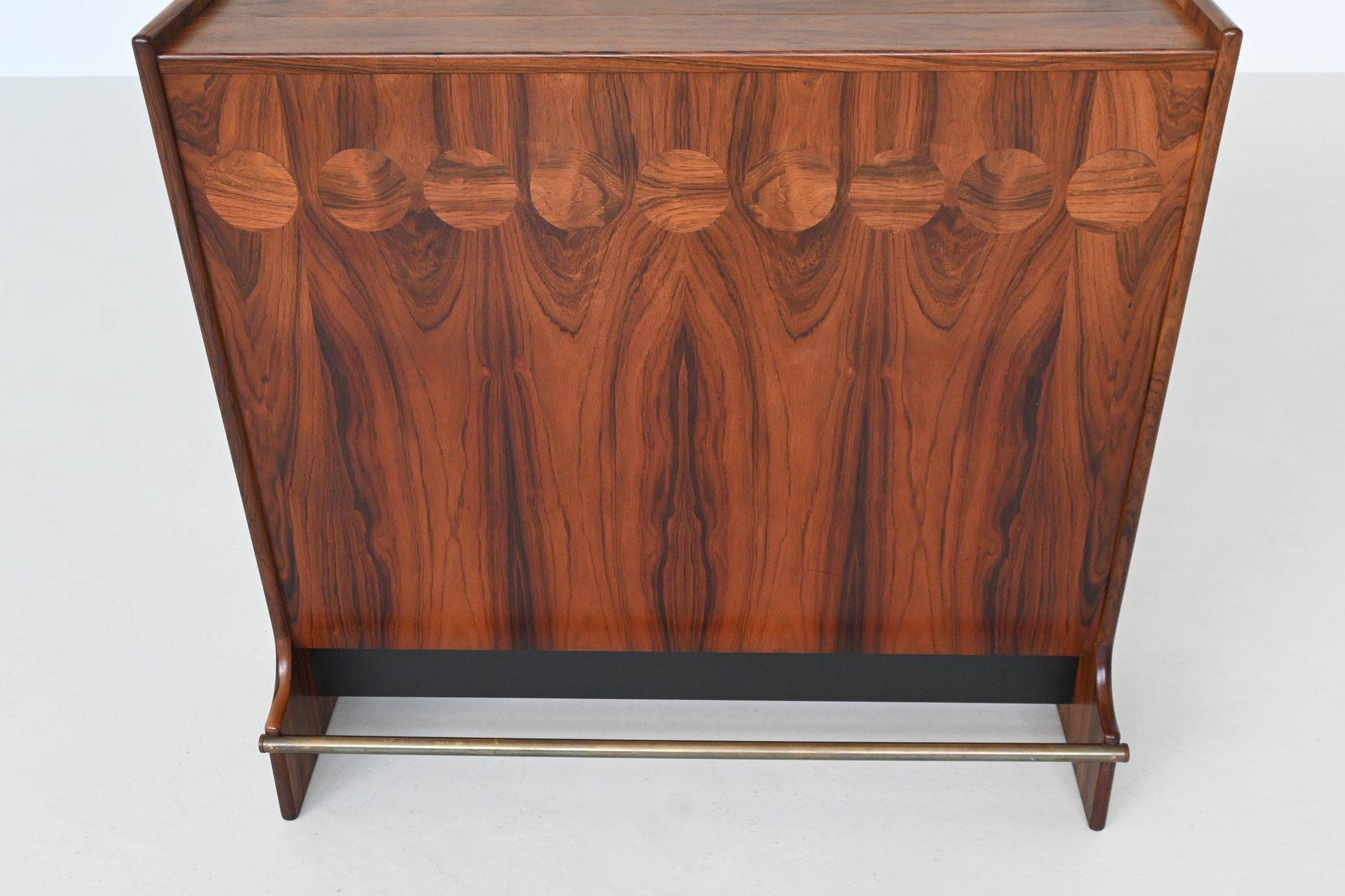 Johannes Andersen dry bar and Erik Buch stools rosewood Denmark 1960 For Sale 7