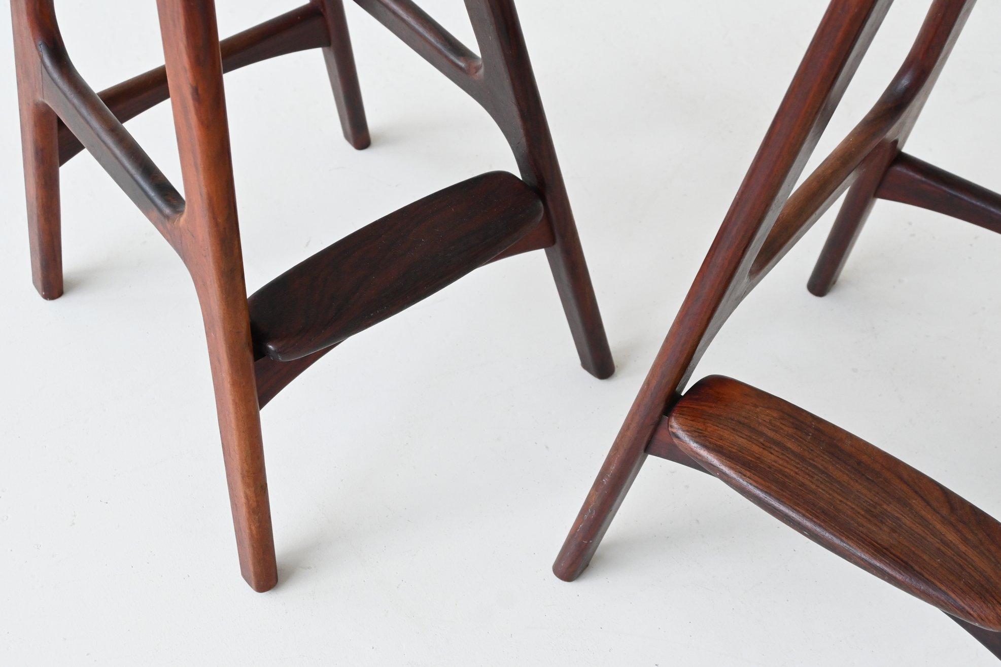 Johannes Andersen dry bar and Erik Buch stools rosewood Denmark 1960 For Sale 12