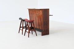 Johannes Andersen dry bar and Erik Buch stools rosewood Denmark 1960