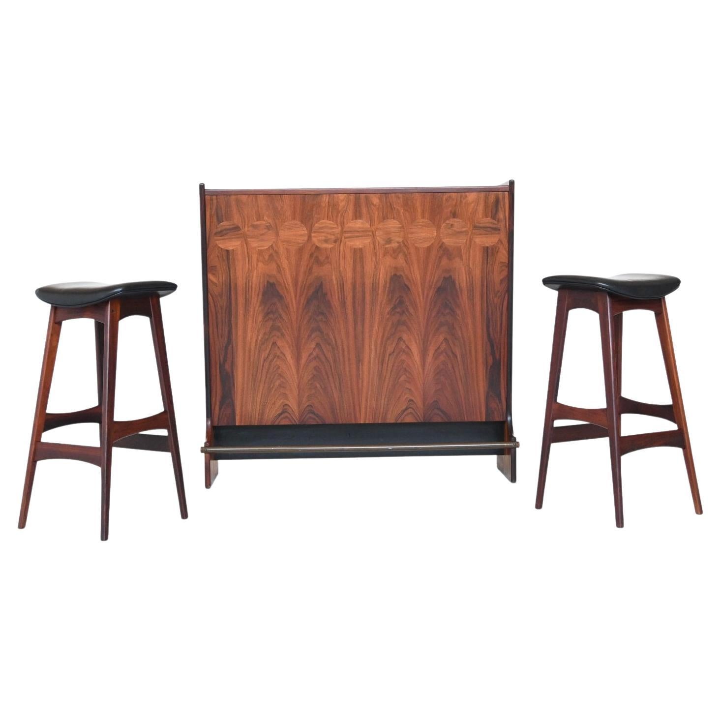 Johannes Andersen Dry Bar and Stools Rosewood Skaaning & Son Denmark 1960