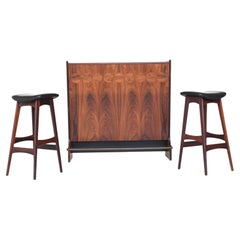 Skaaning & Son Danemark - Bar et tabourets en bois de rose - Johannes Andersen - 1960