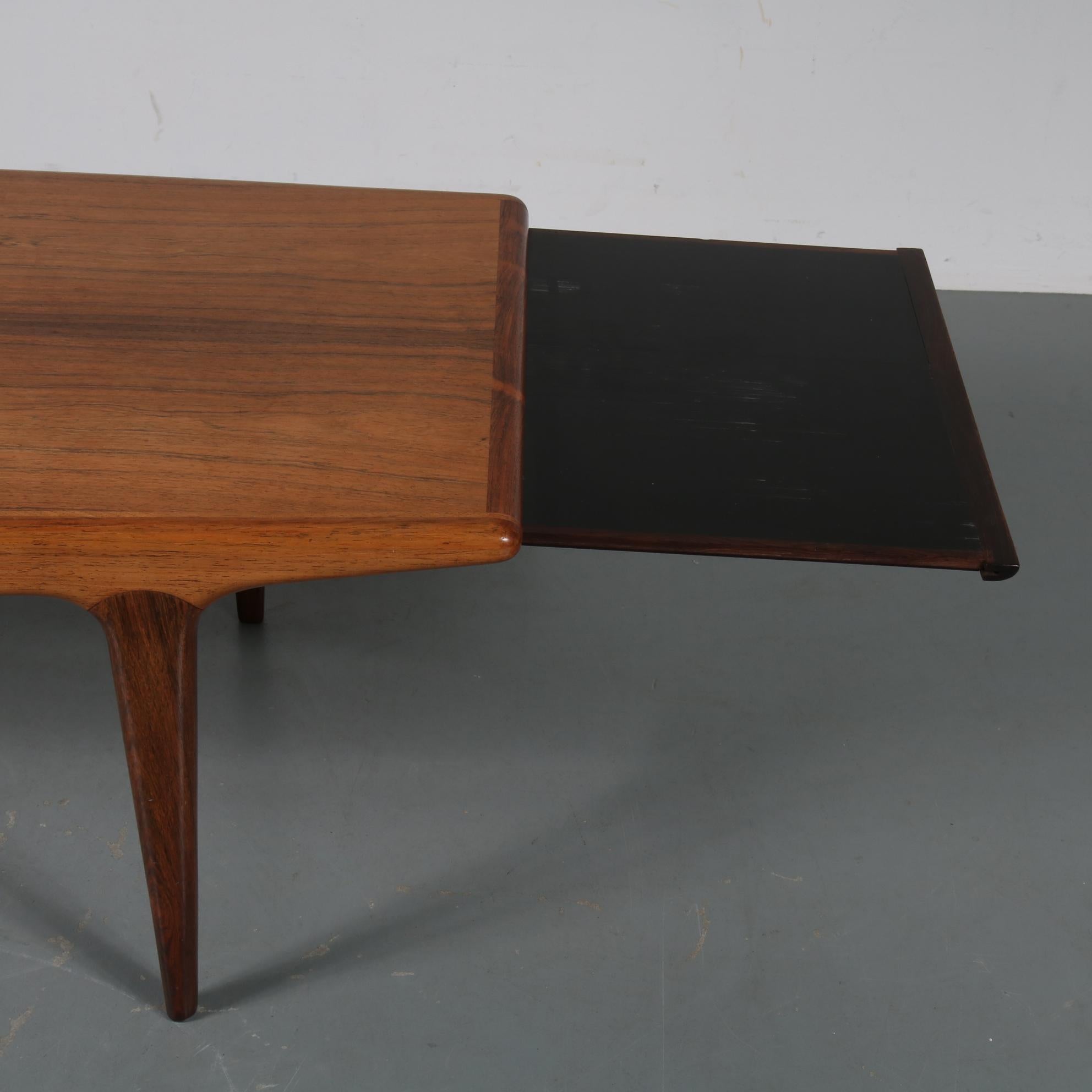 Hardwood Johannes Andersen Extendible Coffee Table for Silkeborg, Denmark, 1960