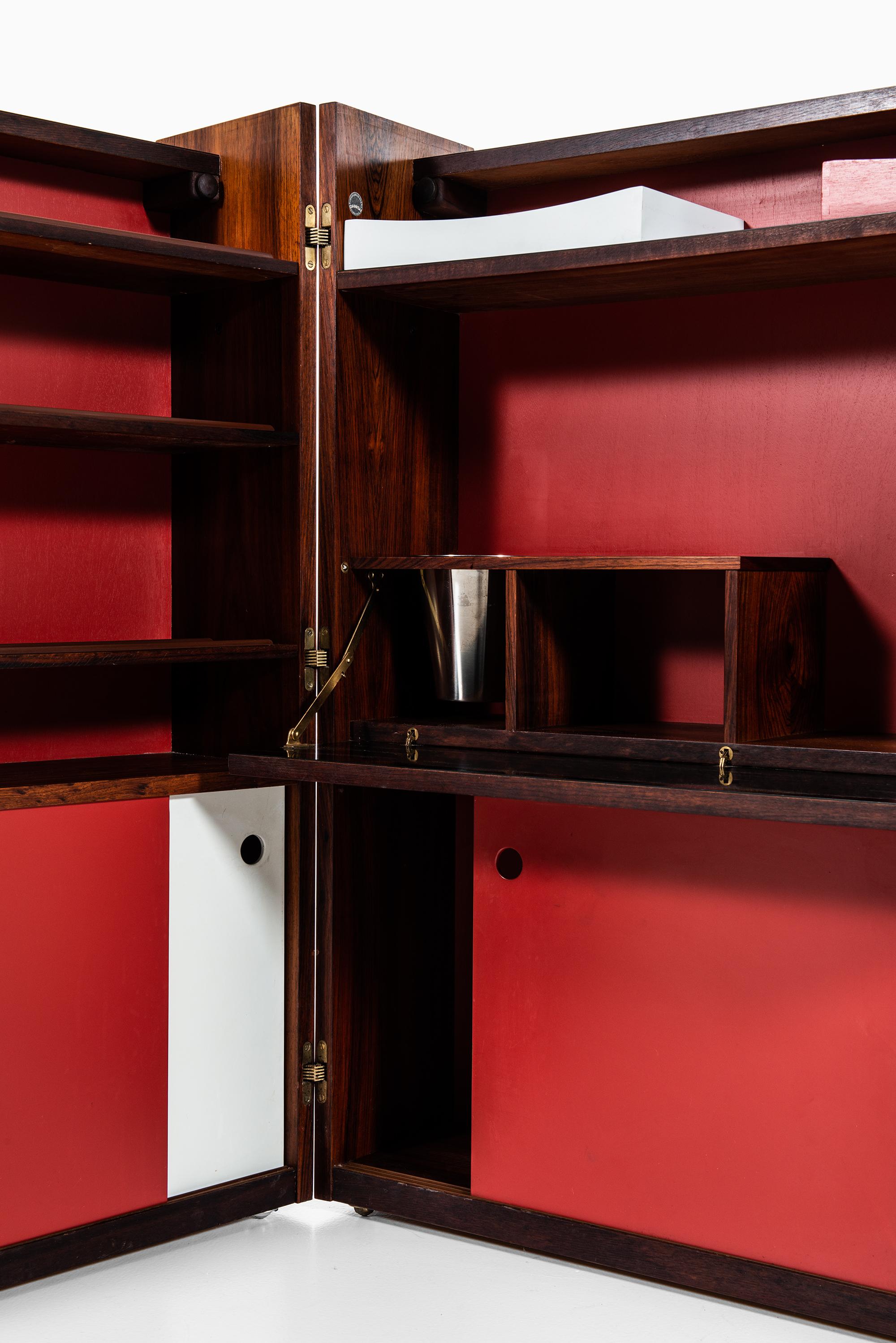 Brass Johannes Andersen Folding Bar Cabinet Produced by Dyrlund in Denmark For Sale