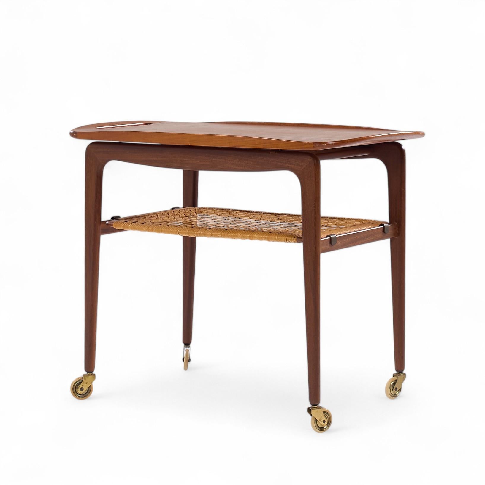 Mid-Century Modern Johannes Andersen for CFC Silkeborg Mid Century Danish Teak Bar Serving Cart For Sale