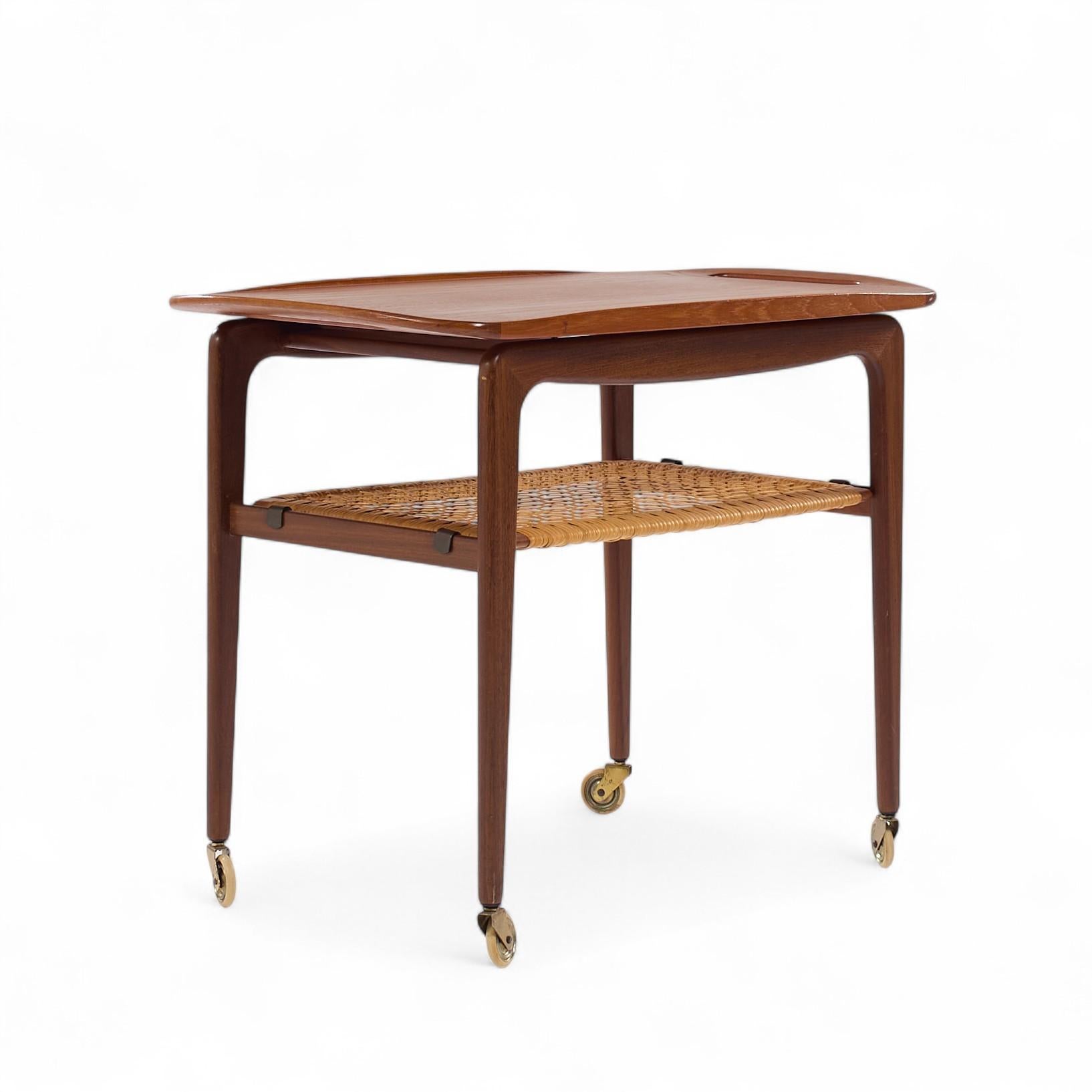 Johannes Andersen for CFC Silkeborg Mid Century Danish Teak Bar Serving Cart For Sale 1