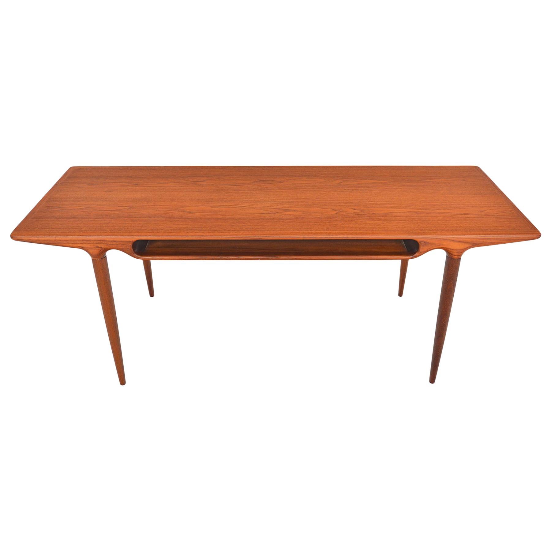 Johannes Andersen Teak Coffee Table with Storage For Sale at 1stDibs